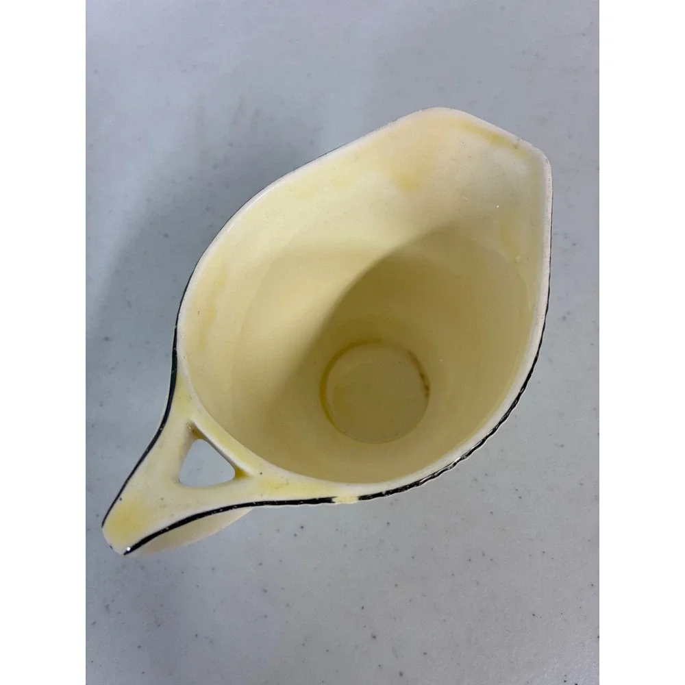 Vintage Sebring Golden Maize Creamer Yellow‎ Floral 1921 Art Deco Pottery USA